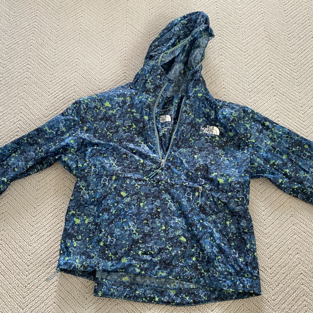 The North Face Blue and Green Floral Windbreaker